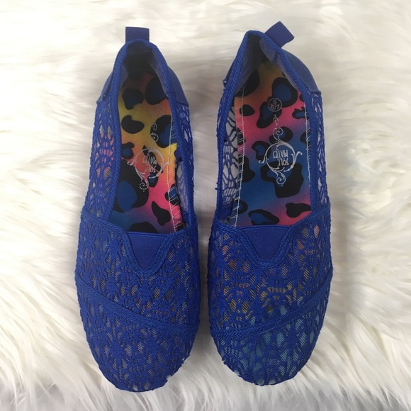 Sole Mates Blue Canvas Slip On Flats Size 6/7 - Picture 4 of 9